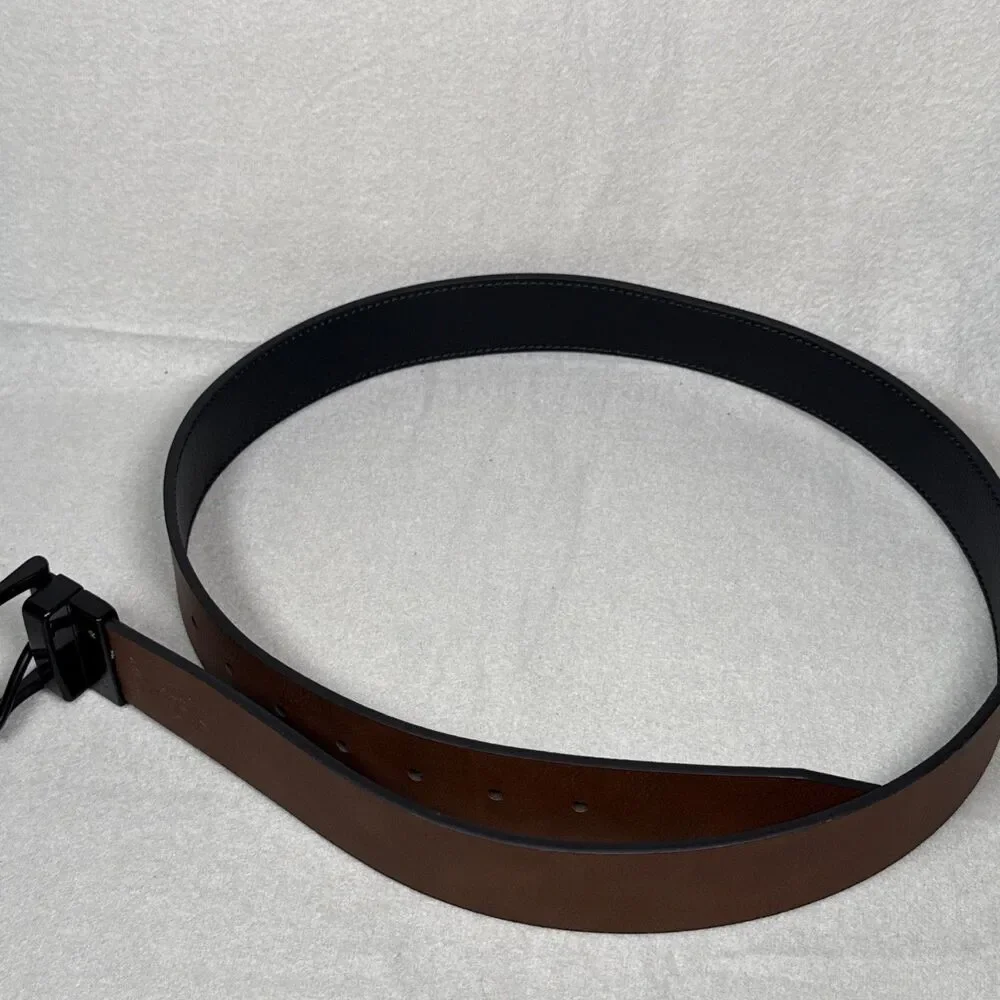Guess Reversible Belt Black Brown Mens Sz L 38-40 Faux Leather 1 3/8